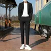 Ternos masculinos blazers (blazer + calças) moda de alta qualidade casual terno masculino estilo coreano ajuste jaqueta calças 2 peças conjunto vestido de casamento festa S-5XLL231130