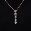 Collier délicat multi-formes en or massif rose 14 carats, coussin ovale en forme de cœur rond, coupe émeraude D vvs moissanite pour femme