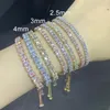 Bracelets de charme carrés réglables 3/4mm CZ Tennis pour femmes chaîne courte en cristal brillant sur la main accessoires sexy bijoux de mode