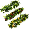 Decorative Flowers Wreaths Luau Leis 3 Pcs Artificial Flowers Tropical Hawaiian Lei Leaf Necklaces for Hula Costume and Beach Party 231129