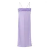 Casual Dresses Light Purple Strap Dress Kvinnor skarvad underkläder stil kvinna bow sexig rygglös för temperament kväll