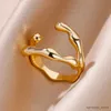 Band Rings Stainless Steel Rings for Women Men Vintage Gold Color Female Male Finger Ring Wedding Aesthetic Jewelry Gift 2023 R231130