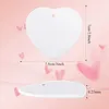 Entrega rápida Sublimación de 3 pulgadas En blanco Blanco Chirstmas Comprometido Adorno personalizado Corazón redondo Círculo Forma de estrella Cerámica Árbol de Navidad Decoración Etiqueta colgante