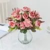 Flores decorativas Peonies de seda artificial Salas domésticas Vases Decorações Grinalh de Natal Buquês de casamento Acessórios de arcos dos arcos dos arcos