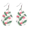 Bengelen oorbellen print palm ananas monstera boom flamingo faux lederen traan voor vrouwen zomer mode sieraden groothandel