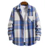 T-shirts pour hommes Chemise zippée Hommes Casual Plaid Revers Button Down avec poche Baseball Long Sleeve Men