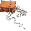 Anhänger Halsketten Retro Metall Rose Rosenkranz Halskette Emaille Kreuz Langes Religiöses Geschenk