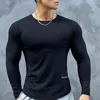 Camiseta masculina delicadeza chegada primavera outono design versão de manga comprida camiseta versátil esportes treino roupas stretch fit bot