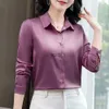 Damesblouses Shirts Eenvoud Vintage Damesstijl Blusas De 2023 Elegante Effen Zijden Tops Cloingyolq