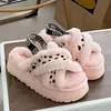 Designer Slippers Heightened Thick Bottom Rear Bundle Furry Cross Women Slippers Cotton Warm Slippers Autumn Winter Fashion Fluffy Slippers Warm Tasman Sandals