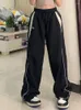 Pantaloni da donna Y2K Donna Vintage Nero Coreano Harajuku Baggy Paracadute Pista Pantaloni sportivi oversize Pantaloni larghi Pantaloni da jogging Pantaloni Anni 2000 Vestiti