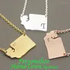 Pendanthalsband UFINE Söt personlig personlig Washington State Map Halsband Cooper Charm pricess Girl Gift Drop N2197