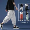 Men's Pants Summer Men's Korean-Style Trendy Cropped Casual Bloomers Fashion Male Loose Cargo Sports Black Ankle-Tied Harem