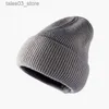 Beanie/Skull Caps 2023 unisex beanie hatt ribbad stickad manschetterad vinter hatt varm kort mössa med fast färg Skullcap Q231130