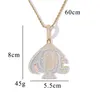 Pendant Necklaces Hip Hop Micro Paved 3A Cubic Zirconia Bling Iced Out ACE Heart Poker Pendants For Men Rapper Jewelry Two Tone Gi322f