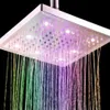 Romantique automatique changement magique 7 couleur 5 LED lumières remise pluie pomme de douche tête carrée pour bain d'eau salle de bain nouveau #F279H
