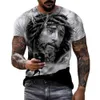 Jesus avatartryck Summer Fashion Casual Short Sleeved Cool T-shirt Harajuku Street Clothing Overdimased Top