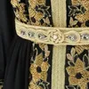 Ethnic Clothing Dubai Dress Abaya For Women Flower Pattern Beaded O-neck Turkey Kaftan Caftan Wedding Muslim With Belt