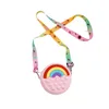 Cartoon Silicone Girls Messenger Bag Pop Bag Fidget Girls Toys Push Bubbles Squeeze Toy Coin Bags Rainbow Macaron Color