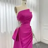 Luxurious Fuchsia Mermaid Prom Dresses Sleeves Strapless Illusion Evening Gowns African Evening Dresses Up Back Gorgeous