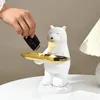 Decorative Objects Figurines Kawaii Cute Polar Bear Figurine Statue Sculpture Key Chains Table Snack Food Storage Tray Holder Home Decor Maison Decoration 231130