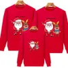 Tenues assorties pour la famille Sweats à capuche rouges de Noël Top Enfants Parent Chaud Intérieur Extérieur Pull à manches longues Costume de dessin animé Membre de la famille Tenues assorties 231129