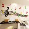 Personeel Note Acryl 3d Muurstickers Voor Kinderkamer Danszaal DIY Art Wall Decor Muziek Klaslokaal woondecoratie 210308261P