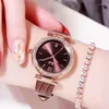 Zegarek na rękę Red Atrakcyjne kobiety zegarki Luksusowe zegarek Rhinestone Gold Waterproof Japan Japan Quartz Gedi Brand Lady Gift Clock