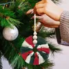 Decorative Flowers Handwoven Christmas Garland Macrame Wreath Multicolor Knitted Wall Ornament Small Pendants For Tree Decor