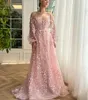 Бальные платья CloverBridal Изысканное очаровательное пышное платье с длинными рукавами Румяно-розовое платье для выпускного вечера с вышивкой А-силуэта Vestidos De Gala 2023 Платье