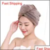 Outils de bain Accessoires Magic Microfibre Cheveux Séchage rapide Sèche-serviette Serviette de bain Chapeau Bonnet de douche rapide Turban Dry 4Styles Rra2239 Drop Dhccx