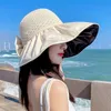 Designer straw hat brand letter cap Summer Black rubber UV resistant hats children's versatile beach mesh large brim sunshade hat foldable sun hat 1094 large eaves su