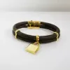 Nowy vintage podwójna skórzana bransoletka Bracd Klasyczna luksusowa koniczyka dla mężczyzn i kobiet Wysokiej jakości urok Bangle Designer Jewelry NL3X