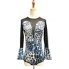 Bühnenkleidung Frauen Latin Dance Jacke Erwachsene Damen Leopard Bodysuit Top Übungskleidung Tanzen Langärmliges T-Shirt Tanzkleidung