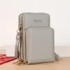 borsa firmata SJ015 Borsa a tracolla per cellulare con touch screen multifunzionale di grande capacità, tinta unita, moda semplice, piccola borsa per donna