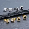 Hip Hop hommes boucles d'oreilles bijoux nouvelle mode ronde or argent noir hommes diamant glacé boucles d'oreilles cadeau 199r