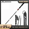 Ski Poles bisinna 1PCS/2PCS折りたたみトレッキングポールカーボンファイバー折りたたみ伸縮伸縮スティック軽量ウォーキングスティックハイキング登山231124