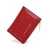 Portefeuilles de haute qualité femmes court dame PU motif Crocodile à deux volets porte-monnaie couleur unie porte-cartes rouge pièce femme pochette