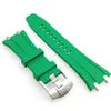 27mm vert foncé élastique 20mm boucle Tang bracelet en acier liens de connecteur adaptés pour AP 39mm 41mm montre-bracelet Royal Oak montre-bracelet