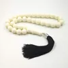 Strand Resin Tasbih Imitação de marfim cor de marfim misbaha 33 contas brancas muçulmanas Rosário Mastkhan Oração Islâmica Bracelete Eid Presente