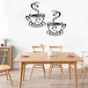 Wall Stickers Double Coffee Cups Sticker PVC Art Decals Adhesive Kitchen Room Decor STSF666