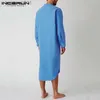 Męskie szaty bawełniane męskie szaty snu solidny kolor długi sutek koszulę nocną Oczelniająca męskie szlafroki komfort 2023