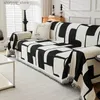 Stol täcker chenille soffa täckning för vardagsrum handduk filt soffa täckning universal anti-katt skrapa soffa slipcover svart och vit Q231130