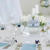Karta z życzeniami przezroczysty akrylowy uchwyt na kartę siedzącą Wedding prostokątny łukowy numer stolik z stojącą nazwą DIY Logo 231102