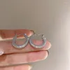 Boucles d'oreilles créoles couleur argent pour femmes, zircone cubique, cercle de luxe en cristal, cadeaux pour filles, bijoux de fête, vente en gros, KDE084