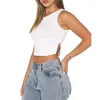 Camisetas femininas Tanque de fenda lateral sexy Top Mulheres o Pesconte