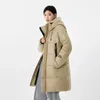 Trench da donna 2023 Cappotto invernale in piumino di cotone nero oro per donna e uomo Lunghezza al ginocchio estesa con cappuccio addensato caldo