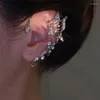 Orecchini sul retro Orecchini con zircone scintillante Fiore Farfalla Clip per osso dell'orecchio per le donne senza gioielli da sposa con polsino con nappa penetrante