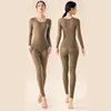 Women's Thermal Underwear Women's Thermal Underwear Set Woman 2 Pieces Seamless Long Johns Highly Elastic Autumn Winter Thermal Set For Women 231130