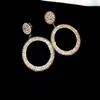 Bling Bling New Ins Trendy Fashion Designer Super Glittering Diamond Zircon Big Circle Stud أقراط للنساء الفتيات 288L